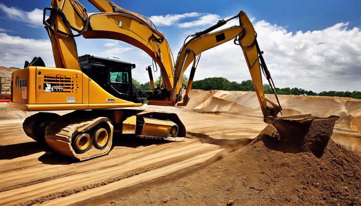 Image of heavy construction equipment at an excavation site.